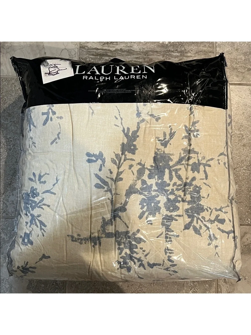 Lauren Ralph Lauren Eva Botanical 3-Pc Full/Queen Comforter Set, Cream/Blue